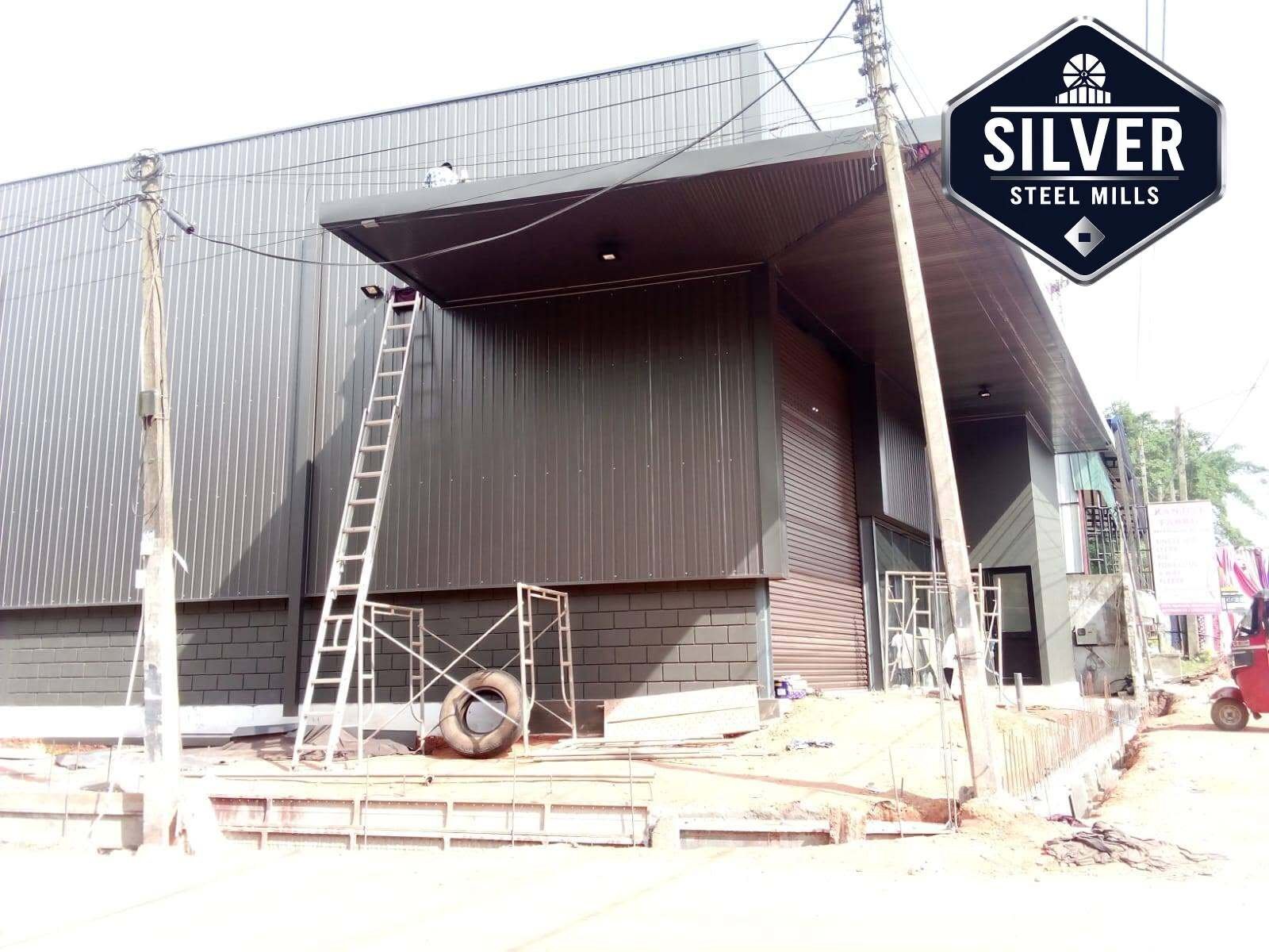 Modern Dark Charcoal Steel Commercial Building in Pakistan